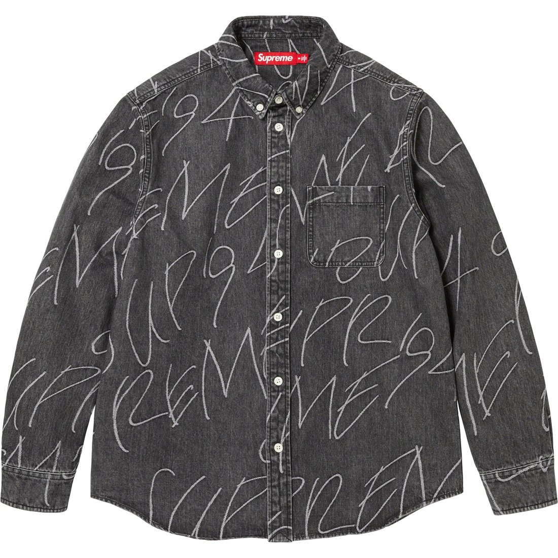 Details on Handwriting Jacquard Denim Shirt Washed Black from fall winter
                                                    2023 (Price is $148)