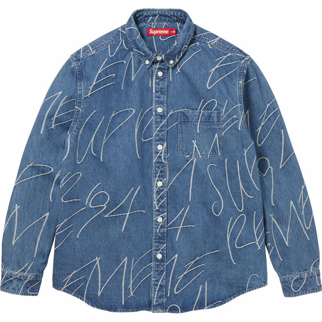 Details on Handwriting Jacquard Denim Shirt Washed Indigo from fall winter
                                                    2023 (Price is $148)