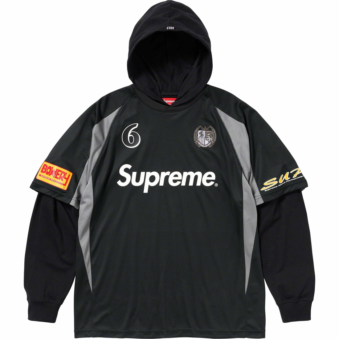 Details on Hooded Soccer Jersey Black from fall winter
                                                    2023 (Price is $118)