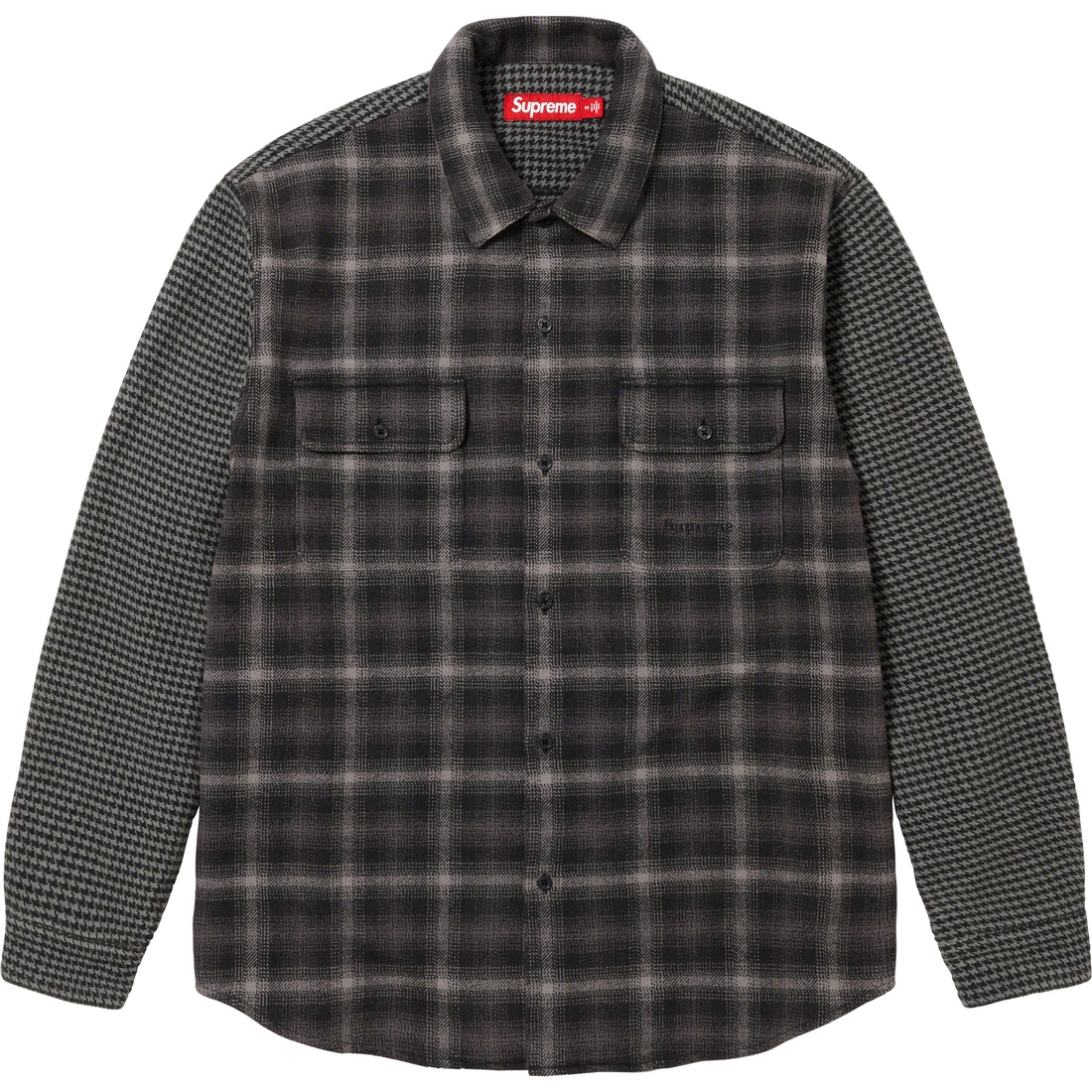 Details on Houndstooth Plaid Flannel Shirt Black from fall winter
                                                    2023 (Price is $138)
