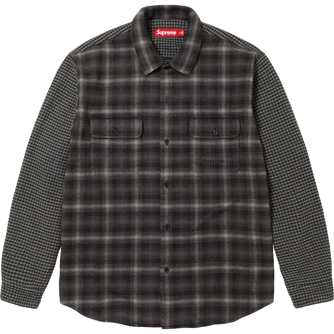 Details on Houndstooth Plaid Flannel Shirt Black from fall winter
                                                    2023 (Price is $138)