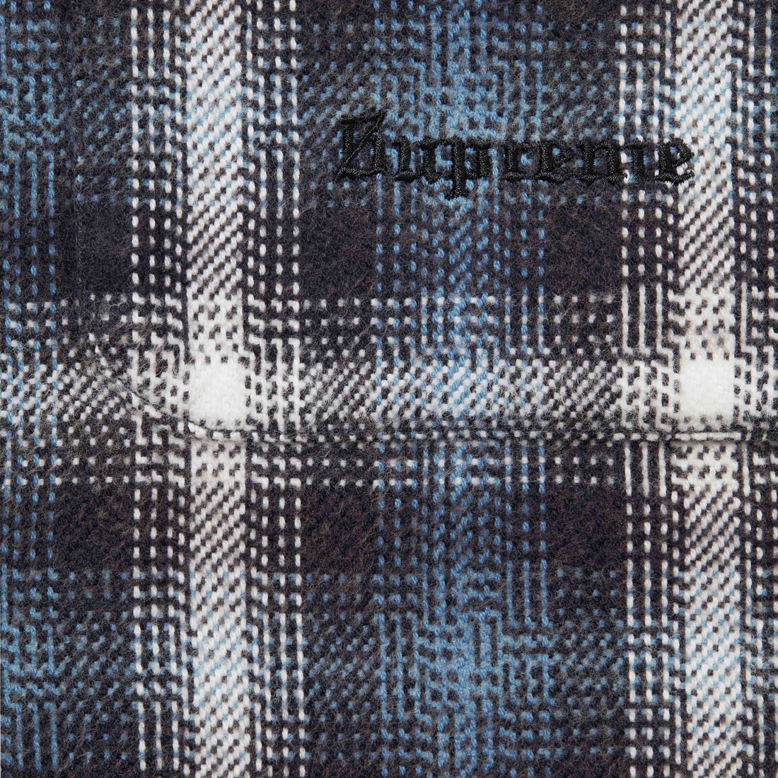 Details on Houndstooth Plaid Flannel Shirt Navy from fall winter
                                                    2023 (Price is $138)