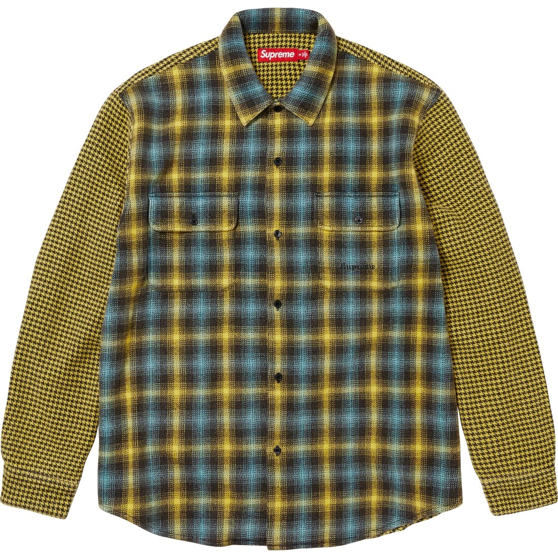 Details on Houndstooth Plaid Flannel Shirt Yellow from fall winter
                                                    2023 (Price is $138)