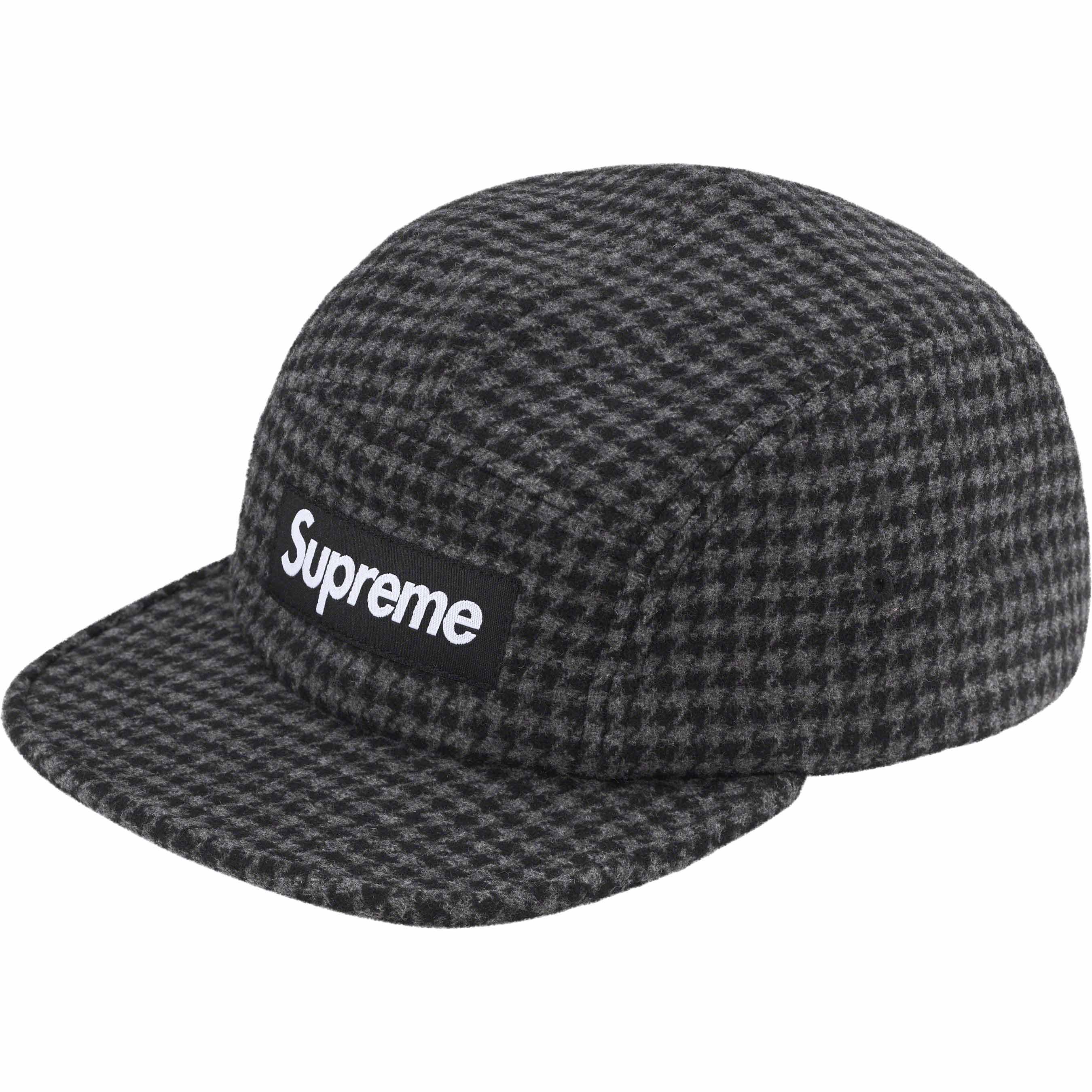 supreme2023 Houndstooth Wool Camp Cap 黒