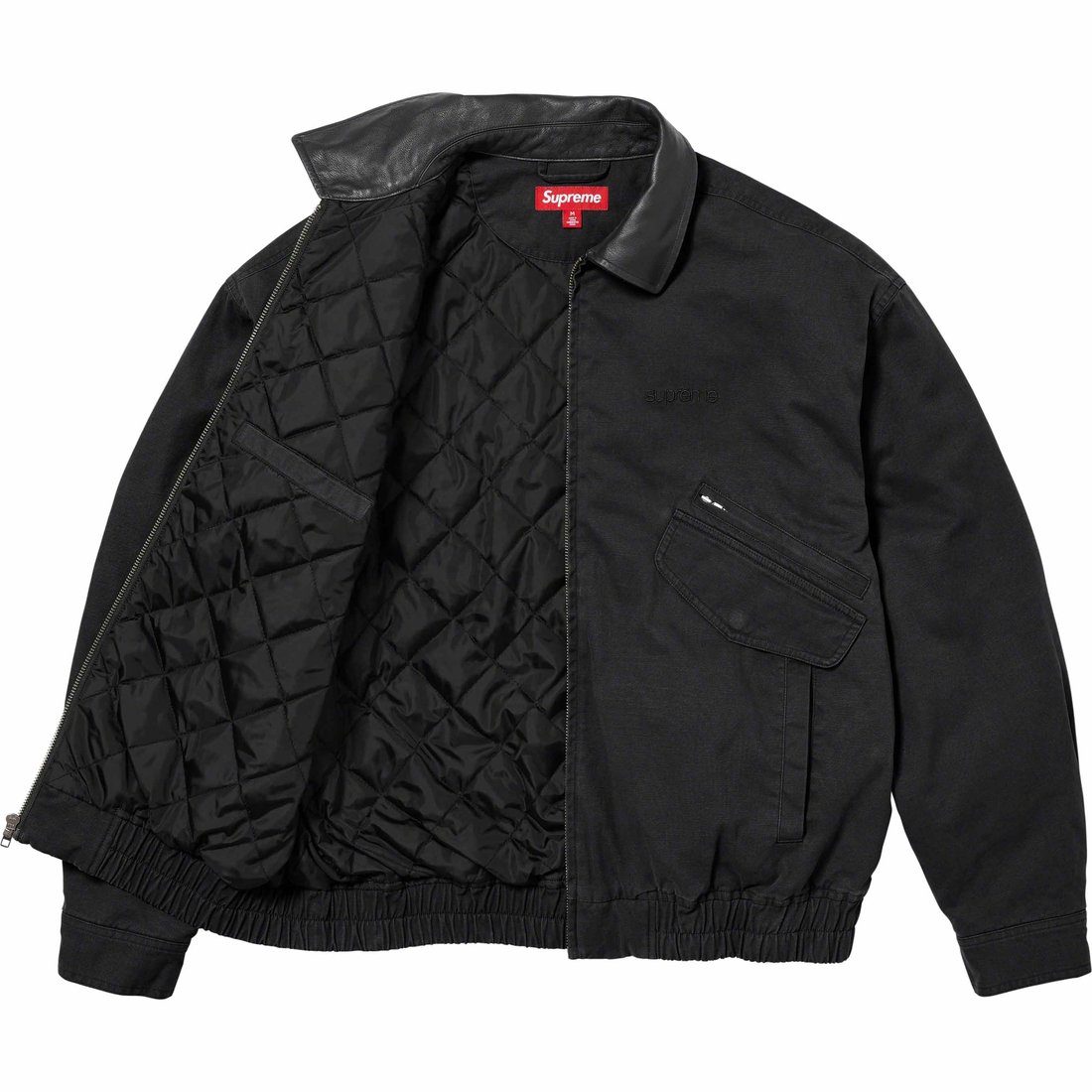 Details on Leather Collar Utility Jacket Black from fall winter
                                                    2023 (Price is $238)