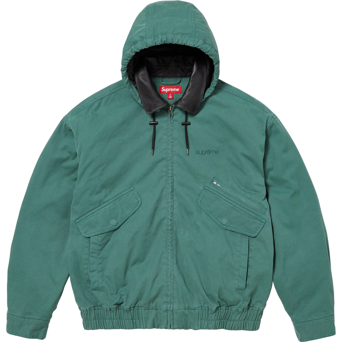 Details on Leather Collar Utility Jacket Green from fall winter
                                                    2023 (Price is $238)
