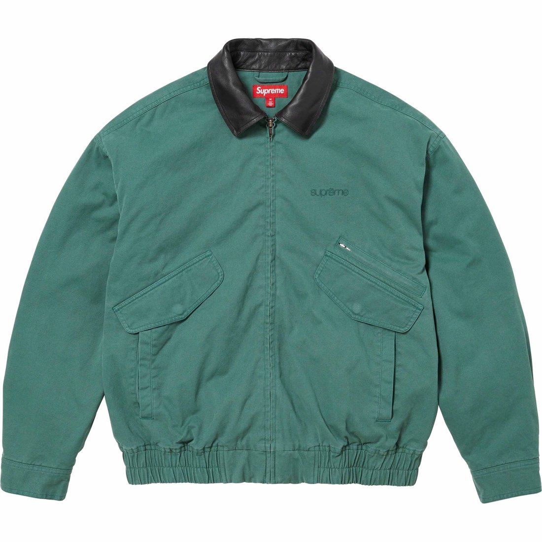 Details on Leather Collar Utility Jacket Green from fall winter
                                                    2023 (Price is $238)