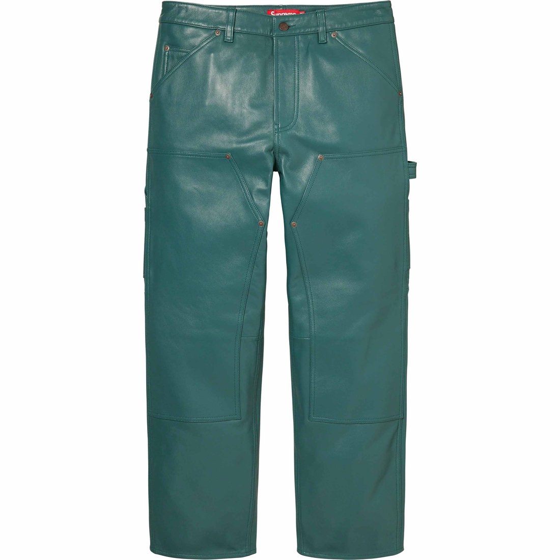 Details on Leather Double Knee Pant Dusty Teal from fall winter
                                                    2023 (Price is $428)