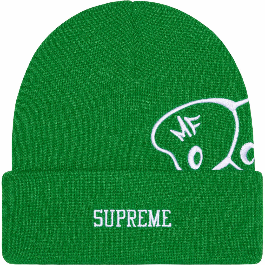 Details on MF DOOM Beanie Green from fall winter 2023 (Price is $40)