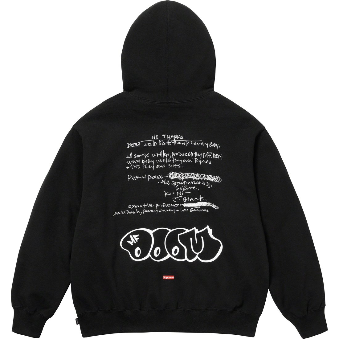 Details on MF DOOM Hooded Sweatshirt Black from fall winter 2023 (Price is $168)