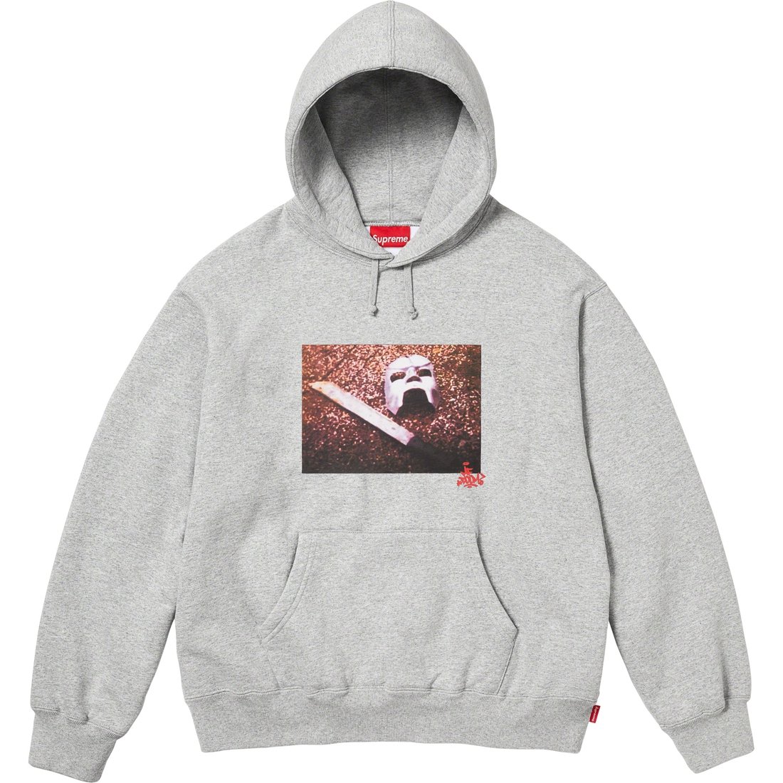 Details on MF DOOM Hooded Sweatshirt Heather Grey from fall winter
                                                    2023 (Price is $168)