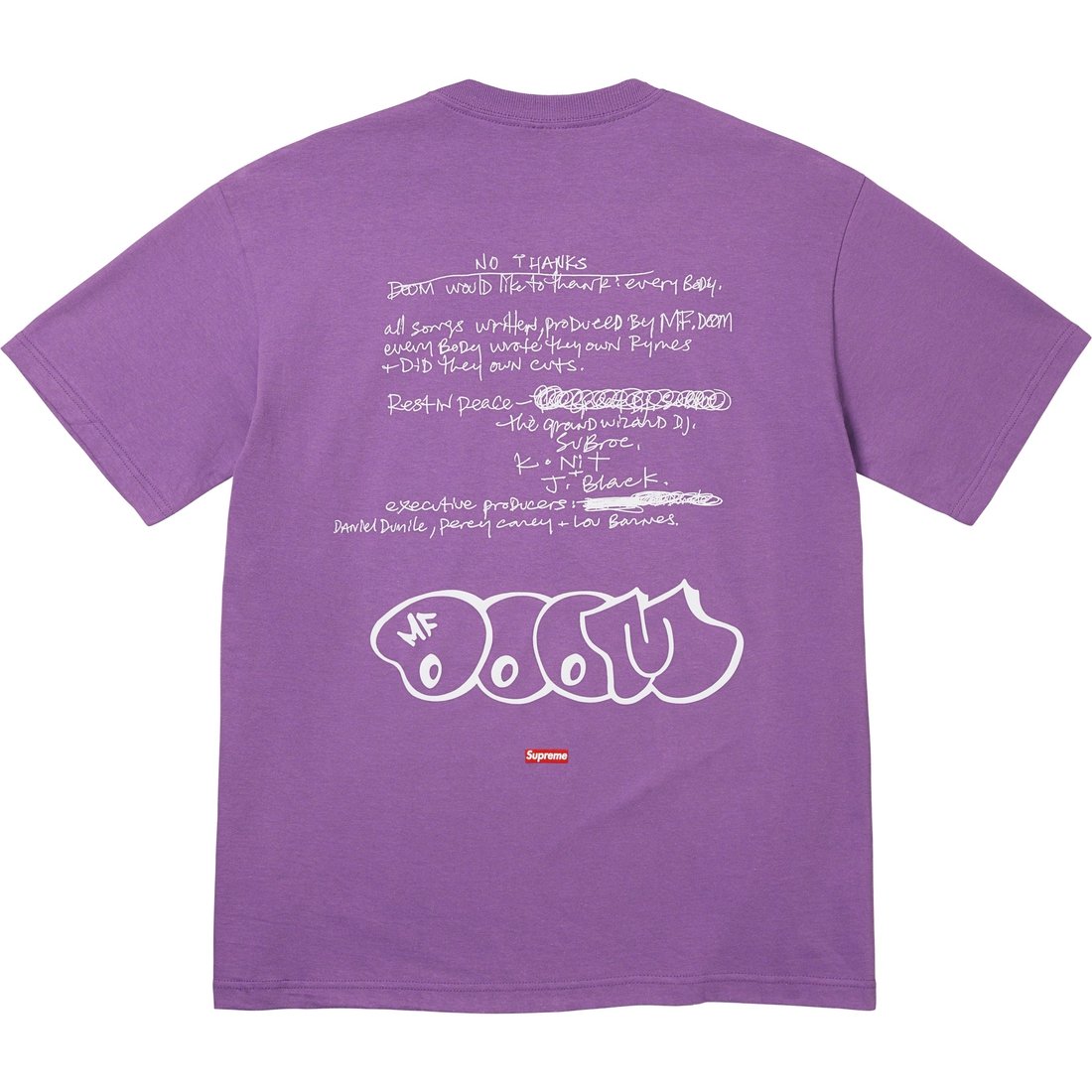 Details on MF DOOM Tee Dusty Purple from fall winter 2023 (Price is $48)
