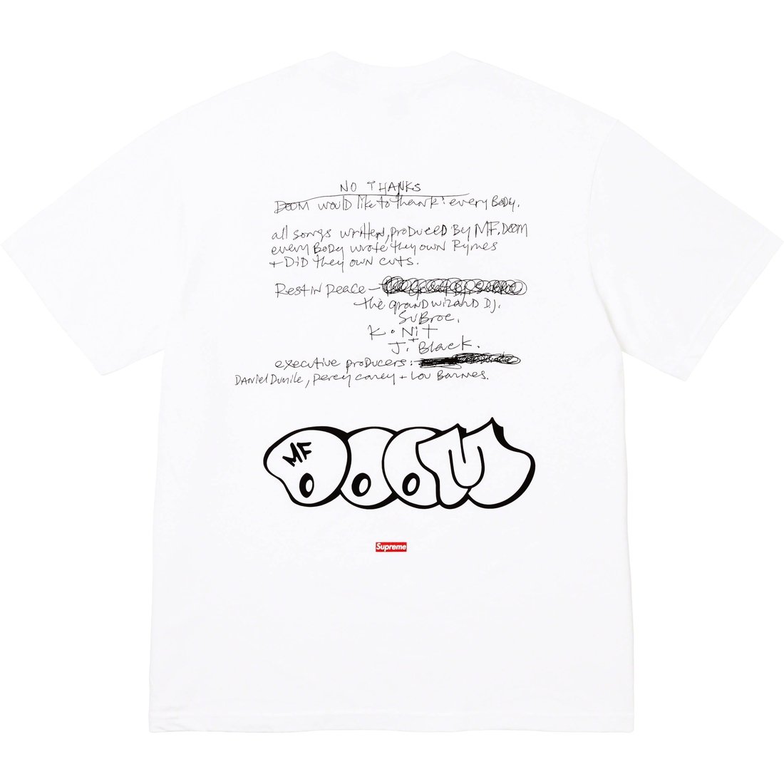 Details on MF DOOM Tee White from fall winter 2023 (Price is $48)