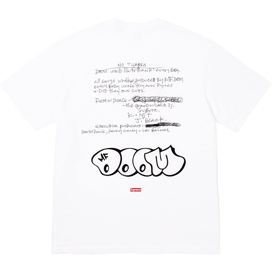 Details on MF DOOM Tee White from fall winter
                                                    2023 (Price is $48)