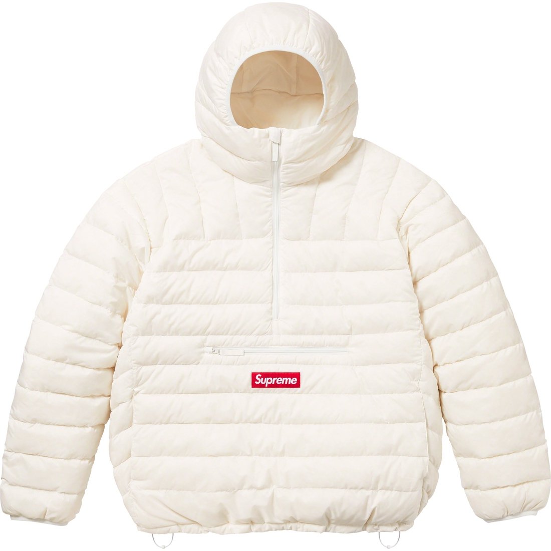 Details on Micro Down Half Zip Hooded Pullover White from fall winter
                                                    2023 (Price is $238)