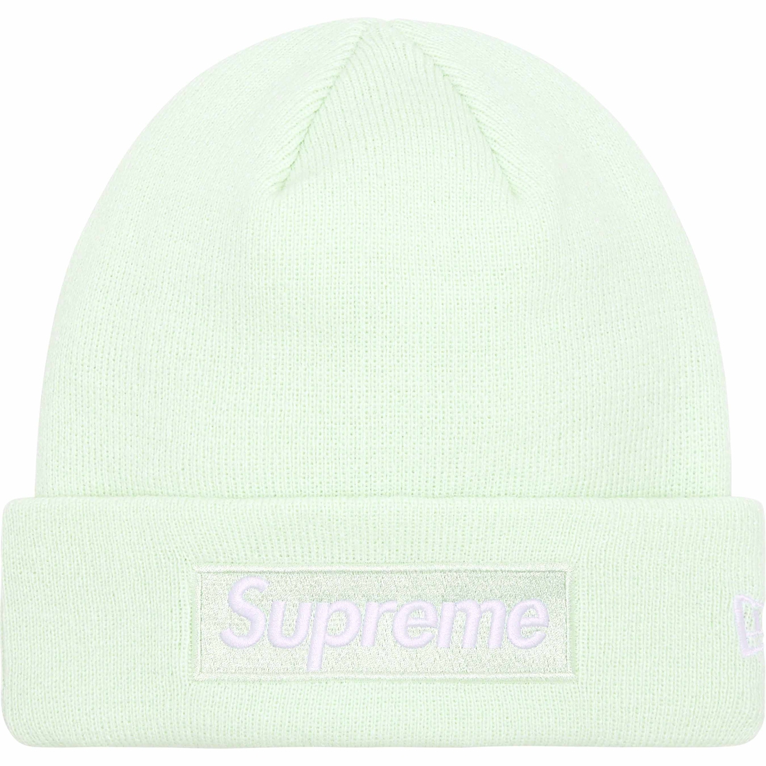 Details on New Era Box Logo Beanie Light Green from fall winter
                                                    2023 (Price is $44)