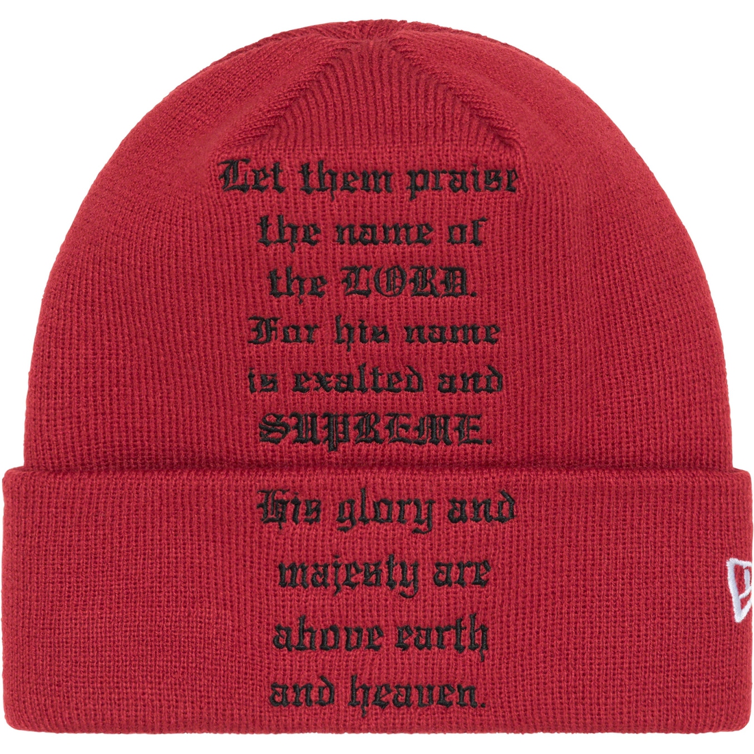 Details on New Era Psalm Beanie Dark Red from fall winter
                                                    2023 (Price is $40)