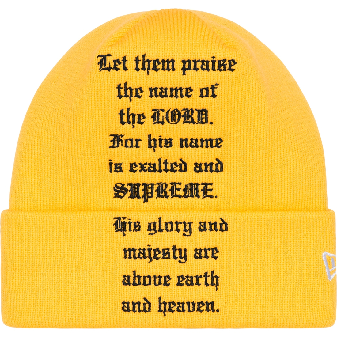Details on New Era Psalm Beanie Yellow from fall winter
                                                    2023 (Price is $40)