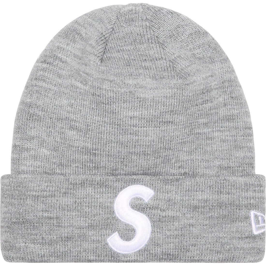 Details on New Era S Logo Beanie Heather Grey from fall winter 2023 (Price is $40)