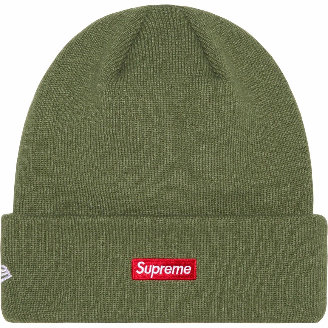 Details on New Era S Logo Beanie Olive from fall winter 2023 (Price is $40)