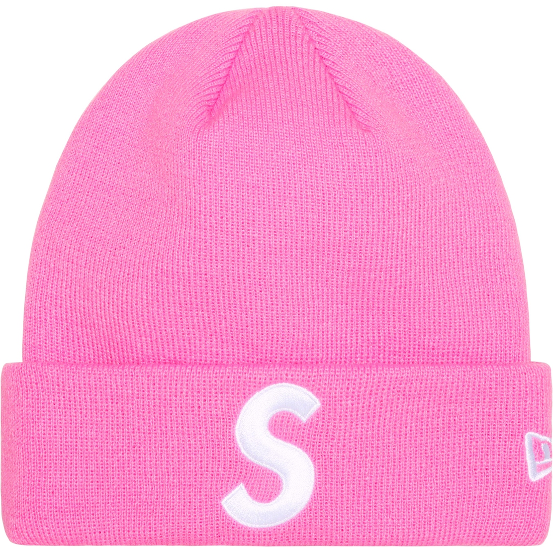 Details on New Era S Logo Beanie Pink from fall winter 2023 (Price is $40)