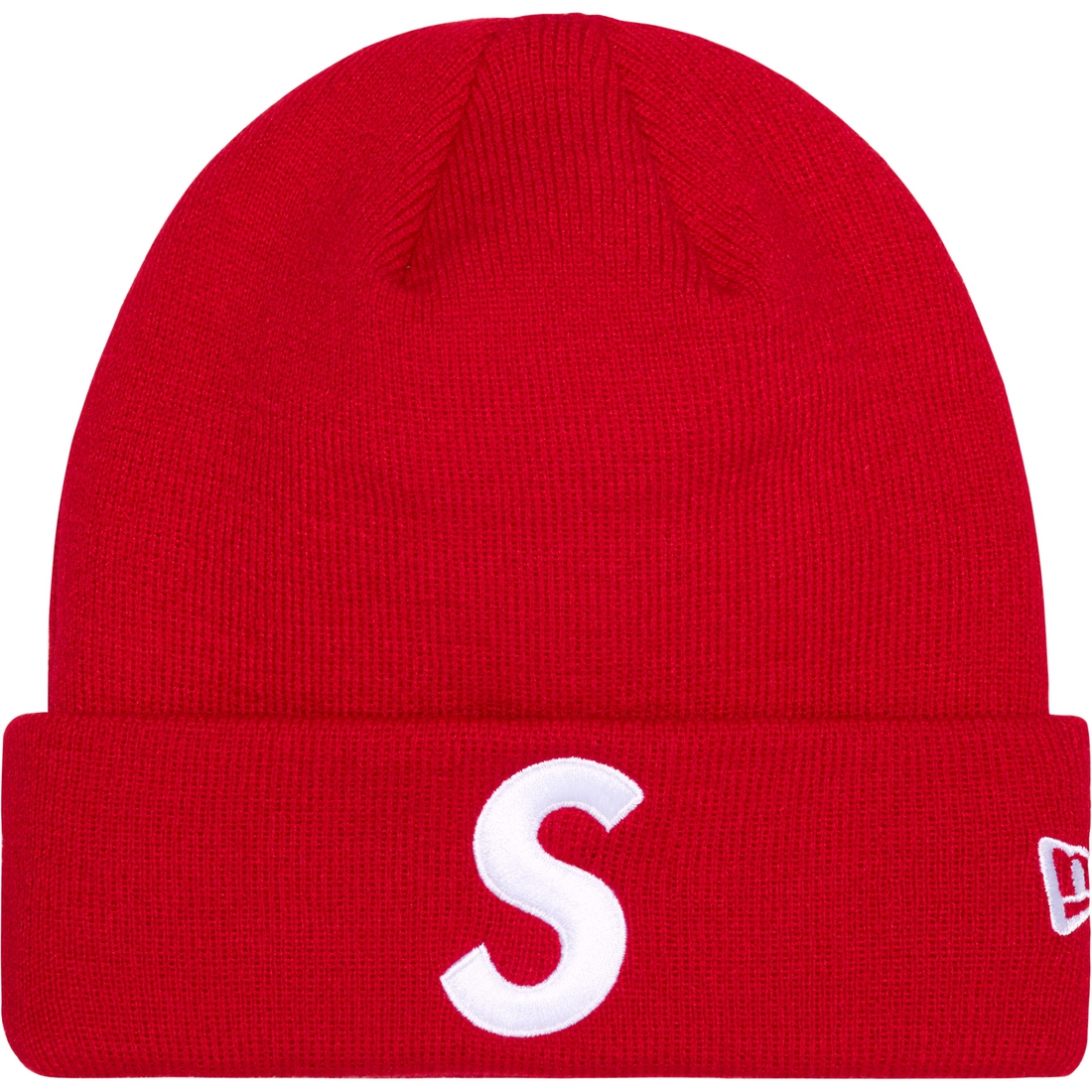 Details on New Era S Logo Beanie Red from fall winter 2023 (Price is $40)