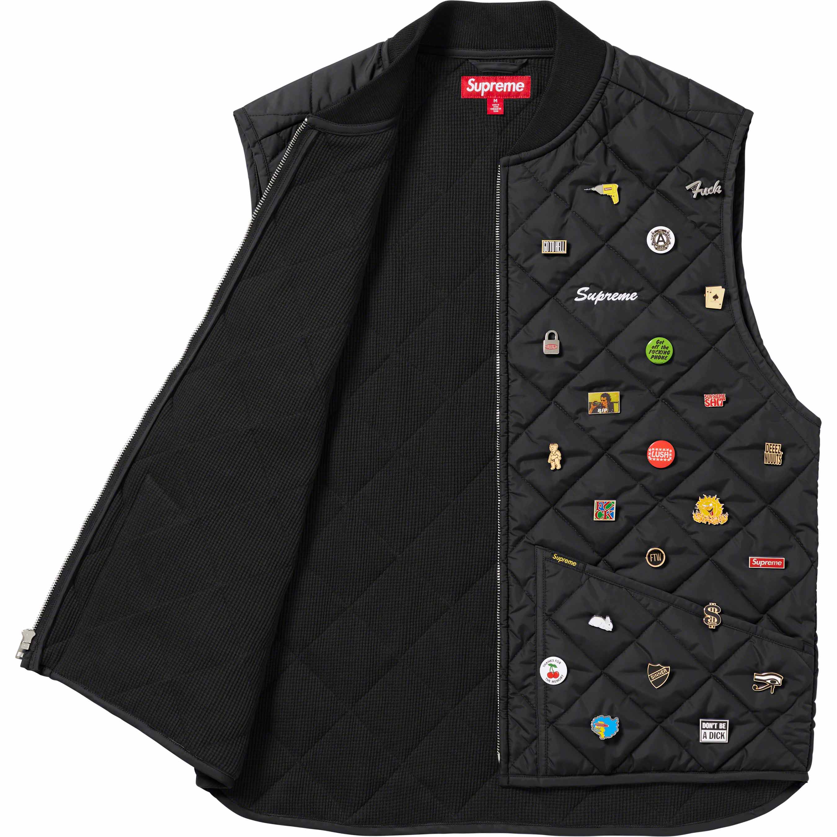 supreme pins quilted work vest L ピンズベスト