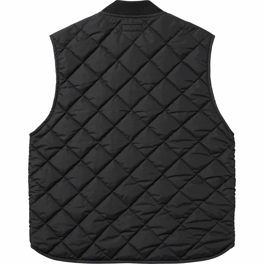 Details on Pins Quilted Work Vest Black from fall winter 2023 (Price is $388)