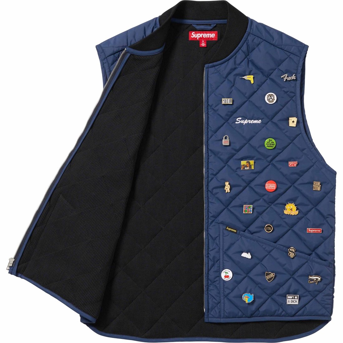 Details on Pins Quilted Work Vest Navy from fall winter
                                                    2023 (Price is $388)