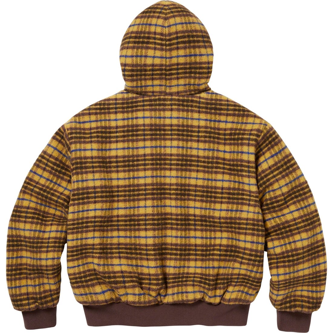 Details on Plaid Wool Hooded Work Jacket Brown from fall winter 2023 (Price is $238)