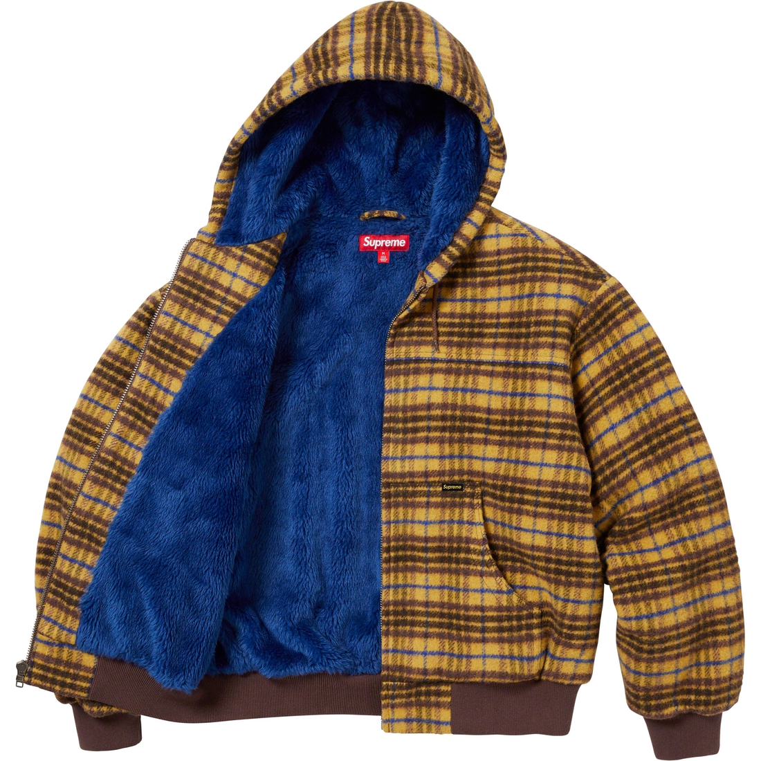 Details on Plaid Wool Hooded Work Jacket Brown from fall winter 2023 (Price is $238)