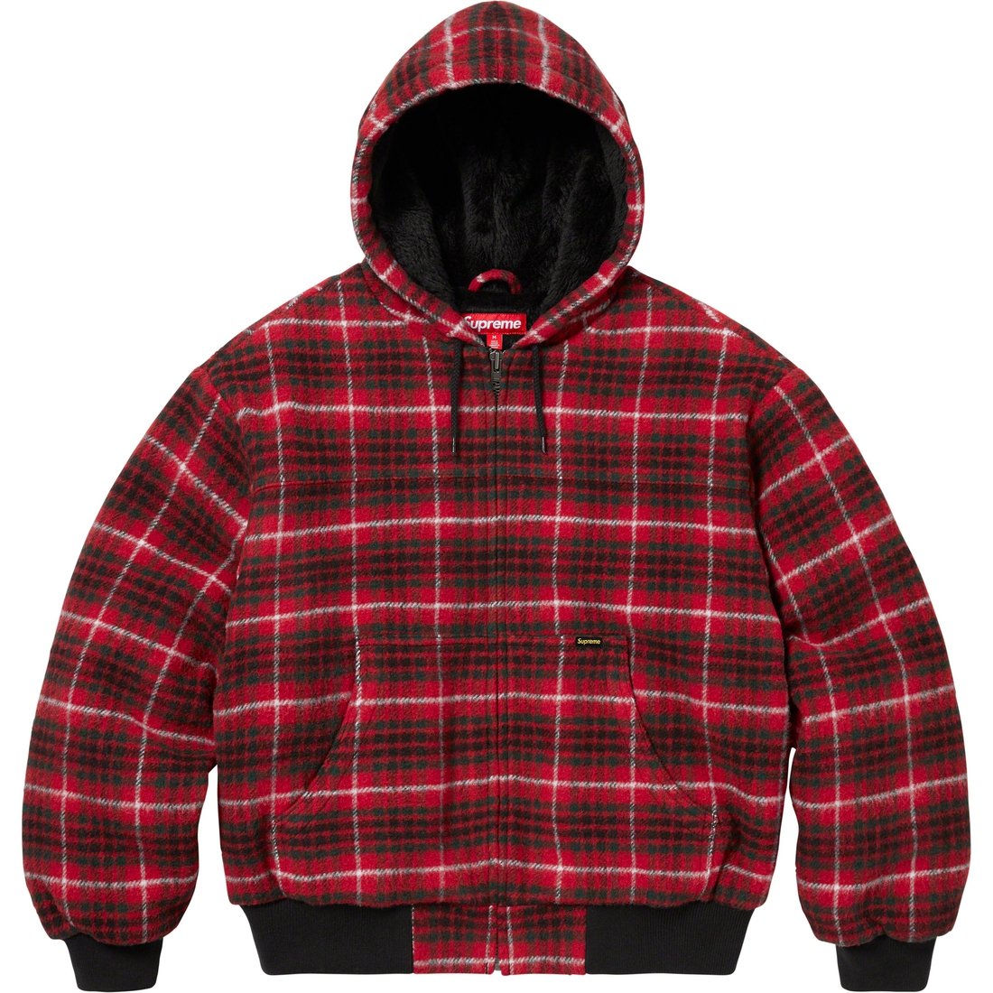 Details on Plaid Wool Hooded Work Jacket Red from fall winter
                                                    2023 (Price is $238)