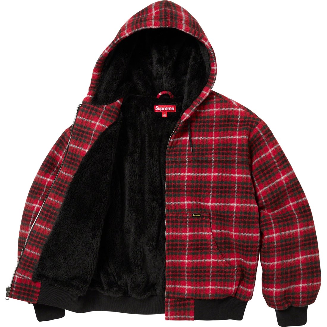 Details on Plaid Wool Hooded Work Jacket Red from fall winter
                                                    2023 (Price is $238)