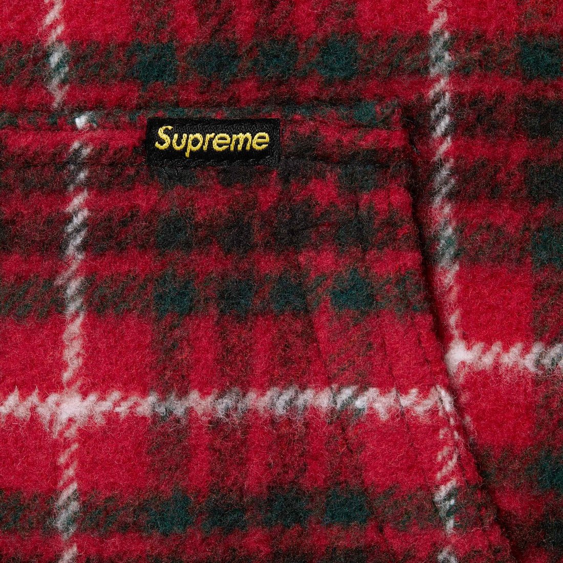 Details on Plaid Wool Hooded Work Jacket Red from fall winter 2023 (Price is $238)