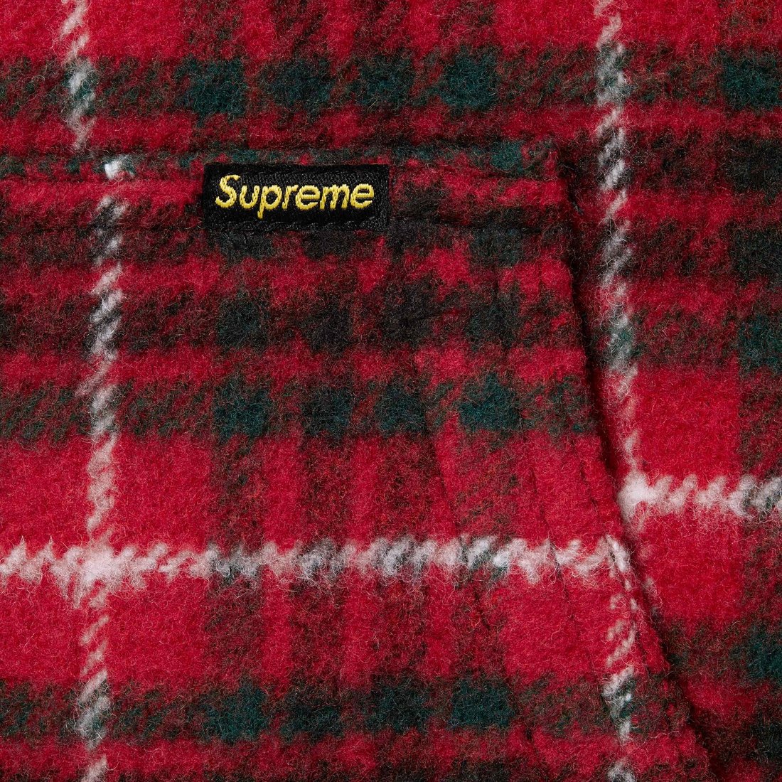 Details on Plaid Wool Hooded Work Jacket Red from fall winter
                                                    2023 (Price is $238)