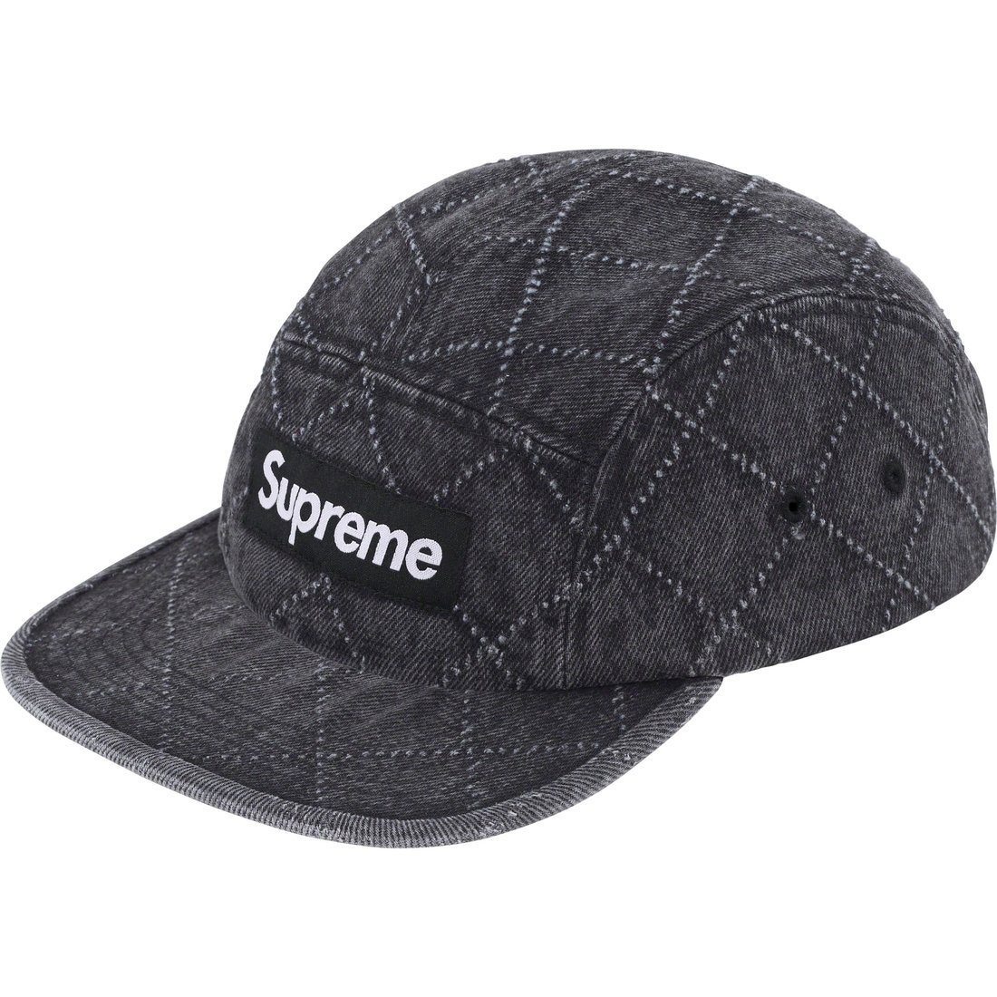 Details on Punched Denim Camp Cap Black from fall winter
                                                    2023 (Price is $48)