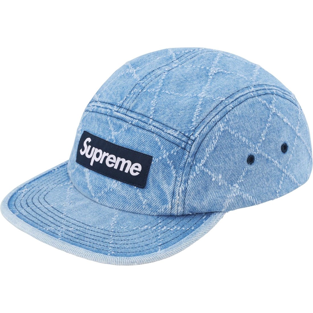 Details on Punched Denim Camp Cap Washed Indigo from fall winter
                                                    2023 (Price is $48)