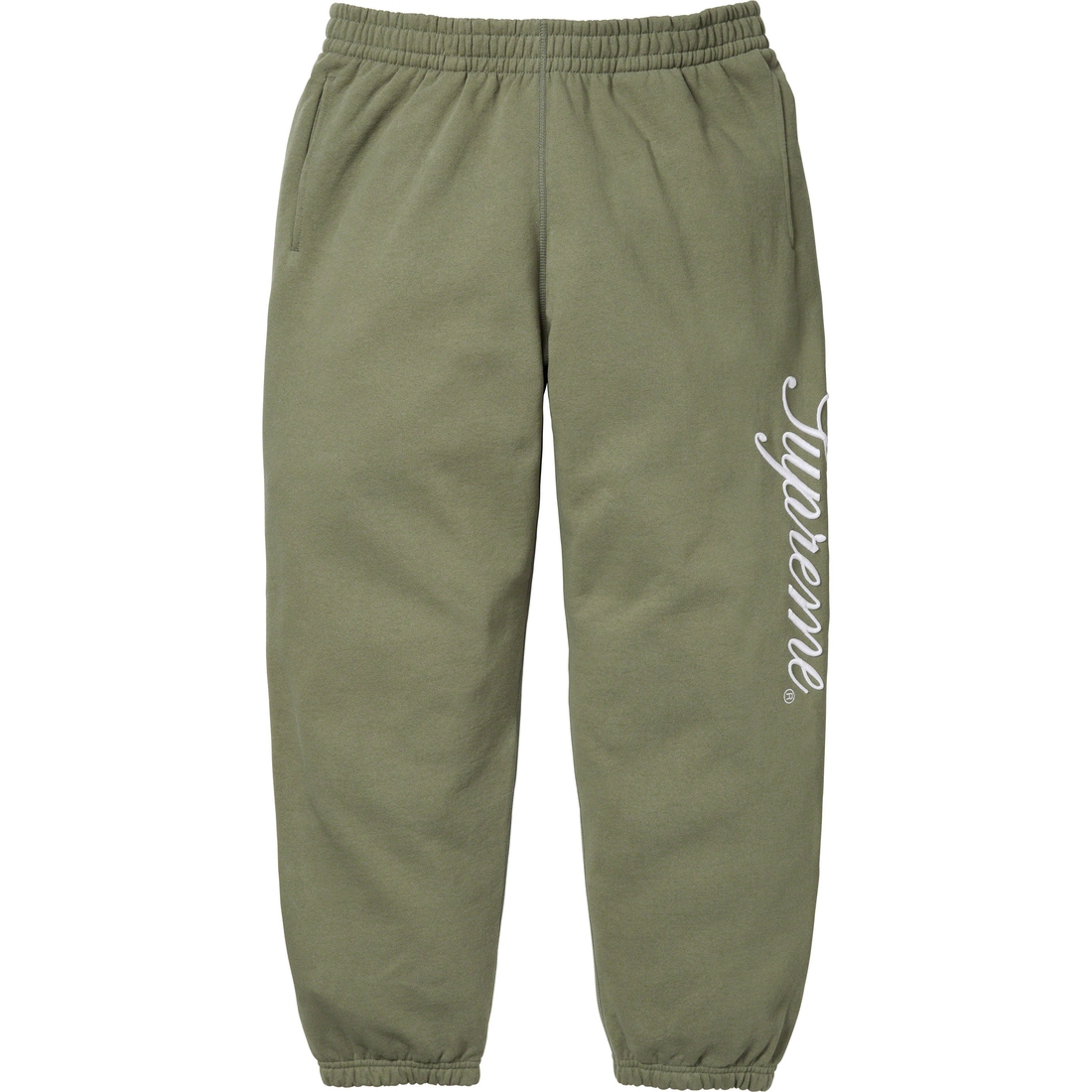 Details on Raised Script Sweatpant Light Olive from fall winter
                                                    2023 (Price is $148)