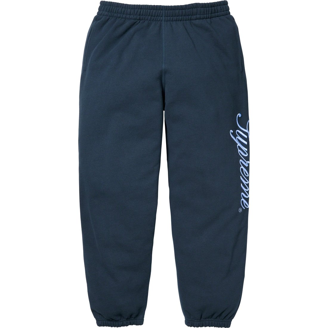 Details on Raised Script Sweatpant Navy from fall winter
                                                    2023 (Price is $148)