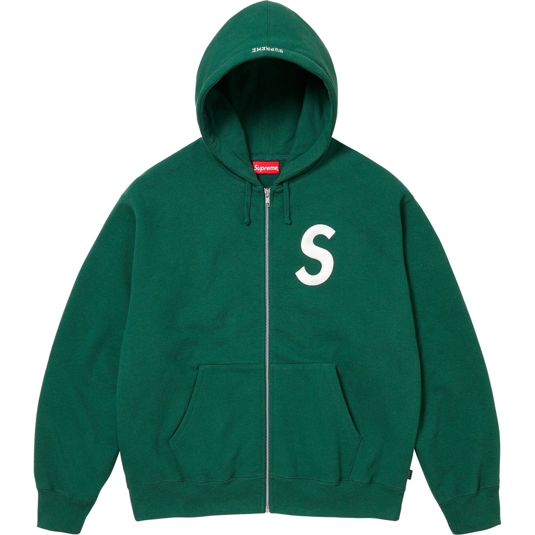 Details on S Logo Zip Up Hooded Sweatshirt Dark Green from fall winter
                                                    2023 (Price is $168)