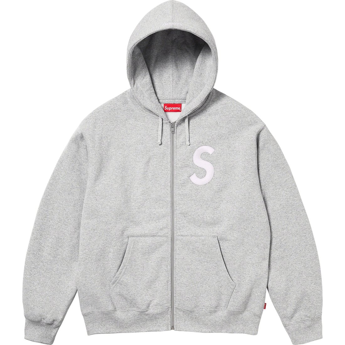 Details on S Logo Zip Up Hooded Sweatshirt Heather Grey from fall winter
                                                    2023 (Price is $168)