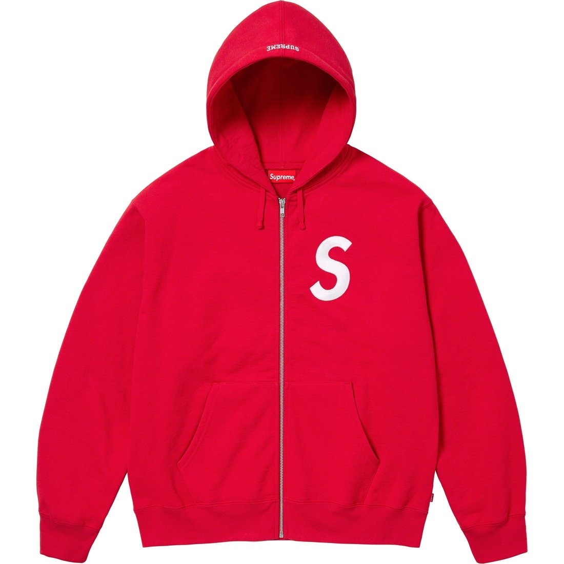 Details on S Logo Zip Up Hooded Sweatshirt Red from fall winter 2023 (Price is $168)
