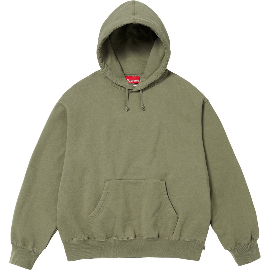 Details on Satin Appliqué Hooded Sweatshirt Light Olive from fall winter
                                                    2023 (Price is $158)