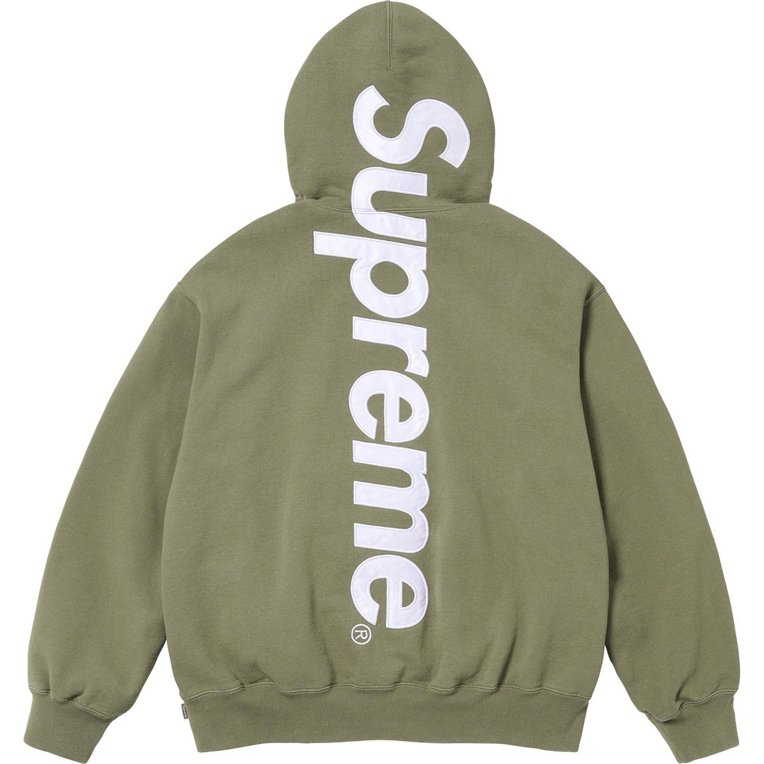 Details on Satin Appliqué Hooded Sweatshirt Light Olive from fall winter
                                                    2023 (Price is $158)