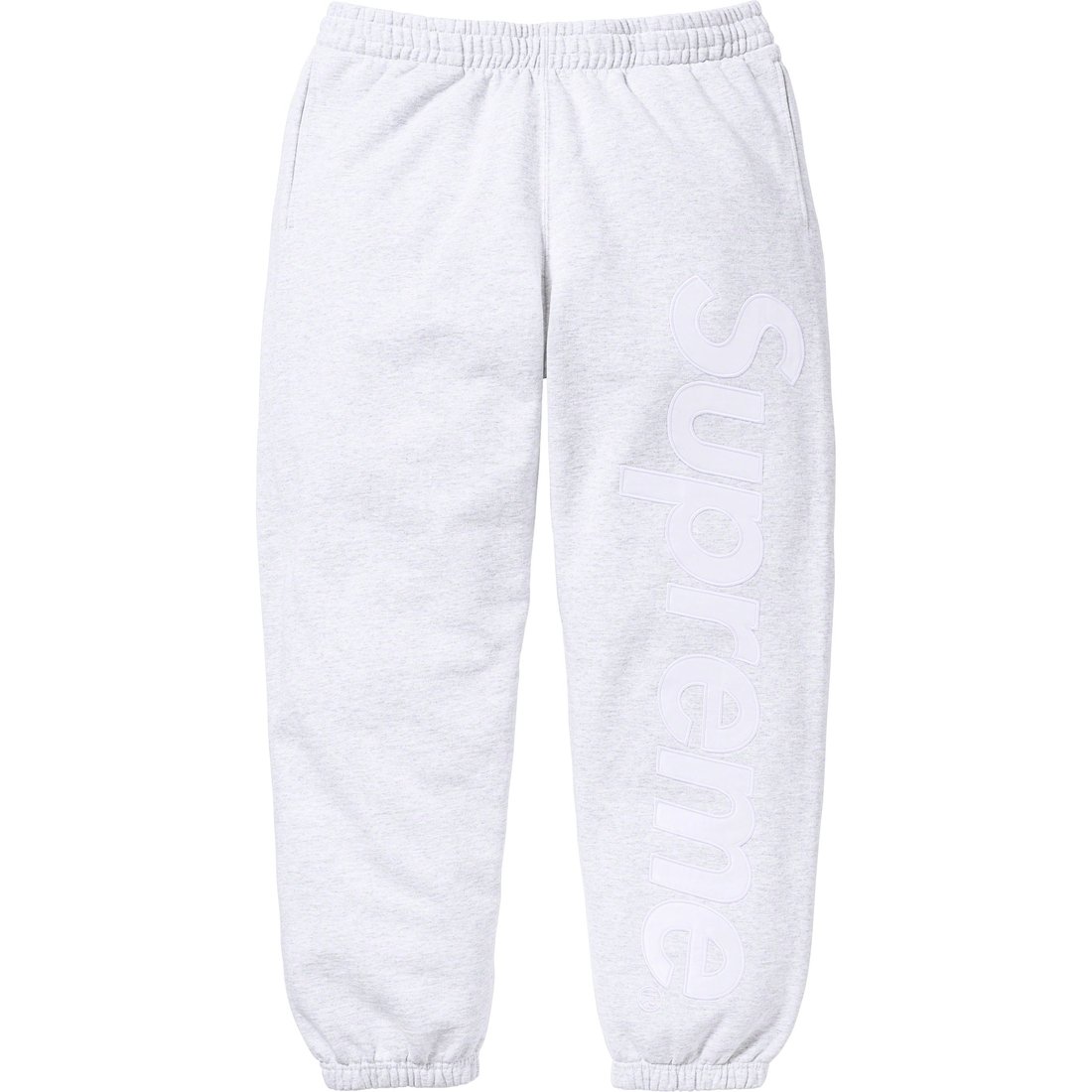 Details on Satin Appliqué Sweatpant Ash Grey from fall winter
                                                    2023 (Price is $148)