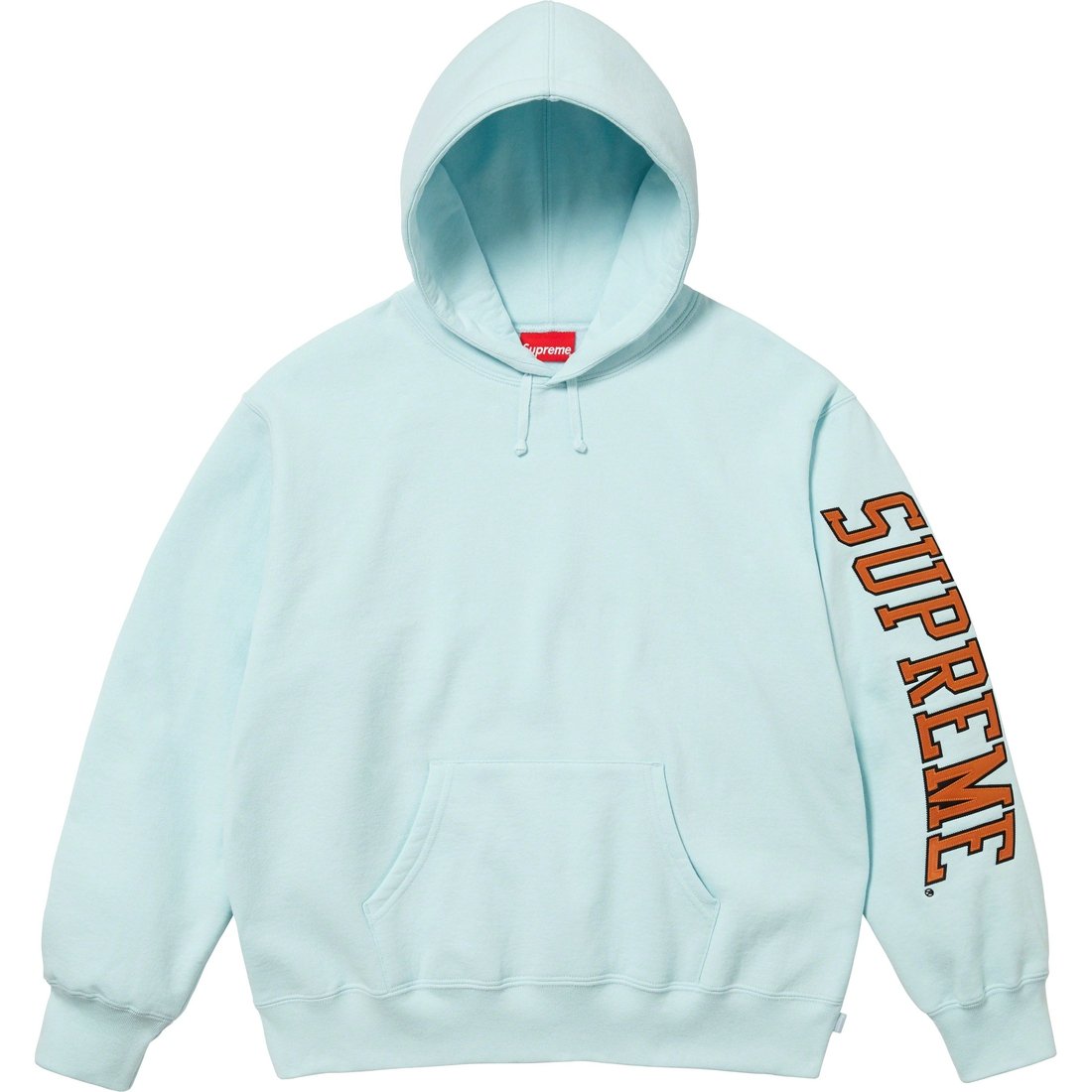 Details on Sleeve Arc Hooded Sweatshirt Pale Blue from fall winter 2023 (Price is $158)