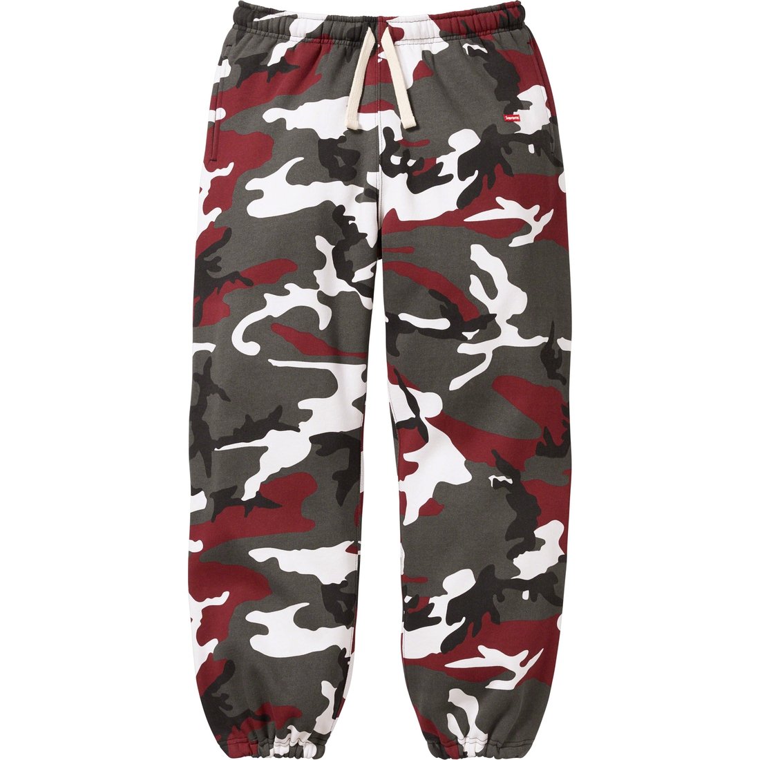 Details on Small Box Drawcord Sweatpant Red Camo from fall winter
                                                    2023 (Price is $158)