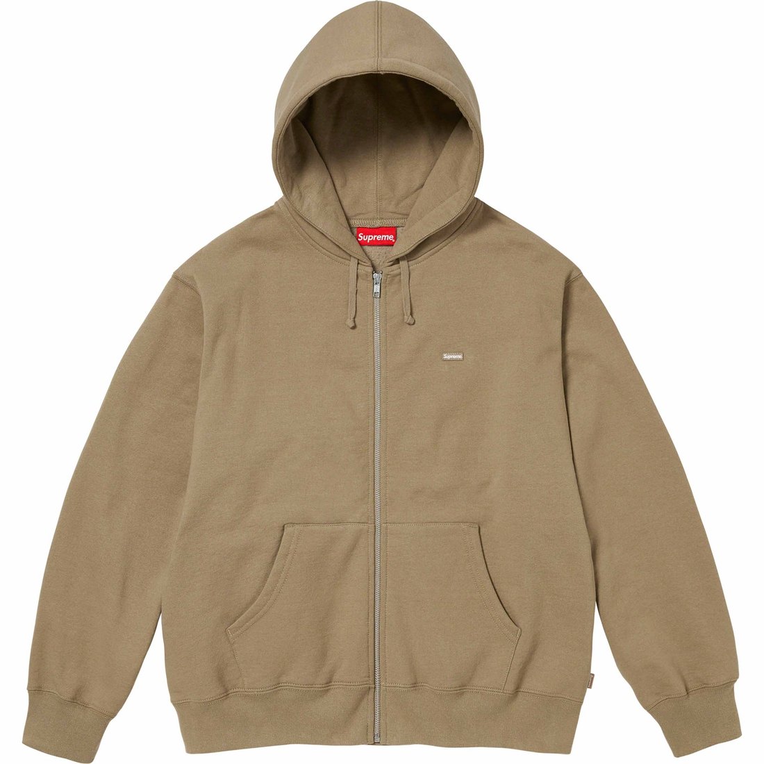 Details on Small Box Zip Up Hooded Sweatshirt Dark Sand from fall winter
                                                    2023 (Price is $158)
