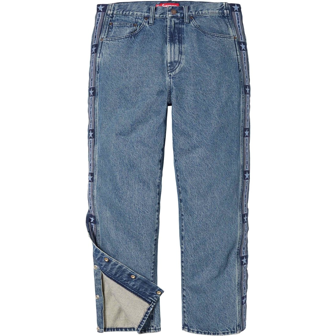 Details on Snap-Off Baggy Jean Washed Blue from fall winter
                                                    2023 (Price is $178)