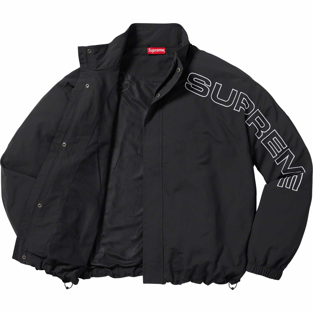 Details on Spellout Embroidered Track Jacket Black from fall winter 2023 (Price is $168)